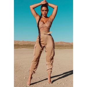 Nude lace top jumpsuit NWT